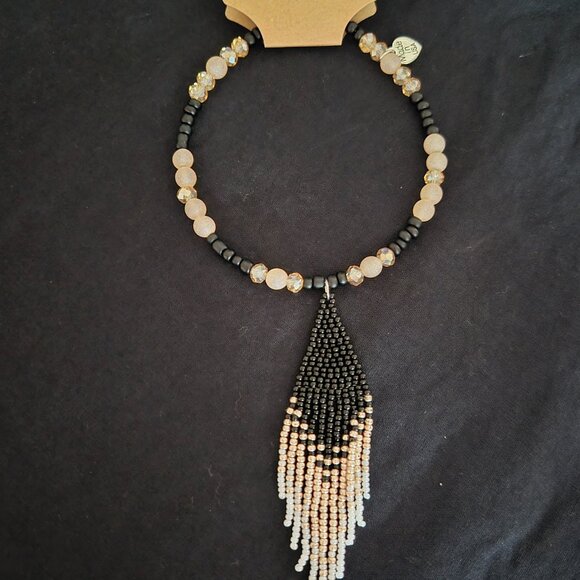 One-of-a-Kind Beaded Hat Band • Adjustable Pin Fit • Western Boho Fringe - Picture 3 of 4